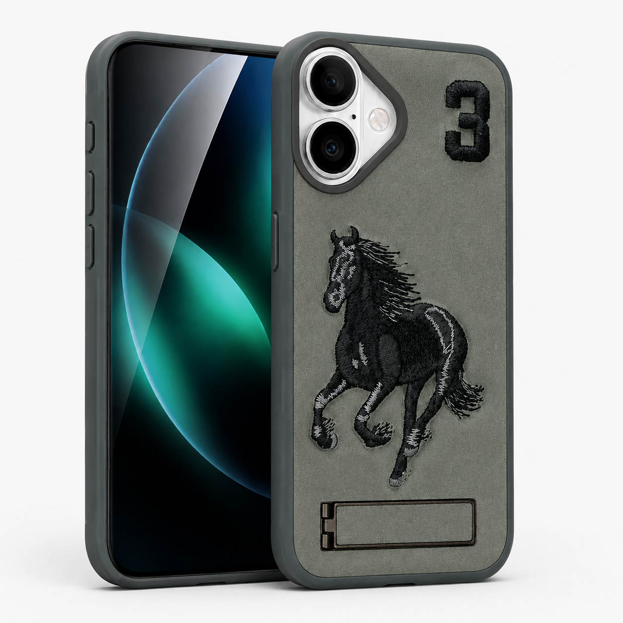 Apple iPhone 16 Horse Design Case, Grey Protective Phone Cover, Shockproof Case, Designer Mobile Case