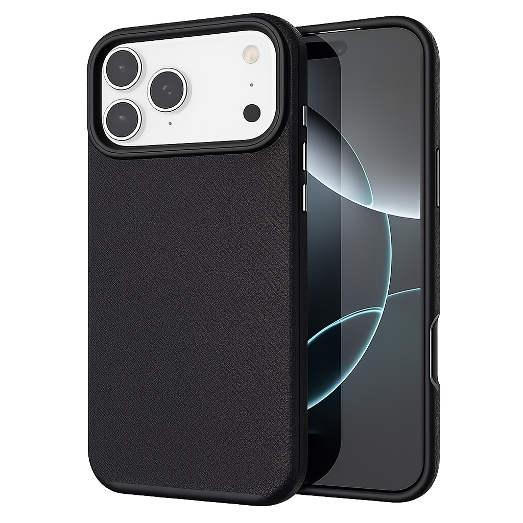 Black Dotted Comm Case for Apple iPhone 17 Pro Shockproof Phone Case MagSafe Compatible Cover.