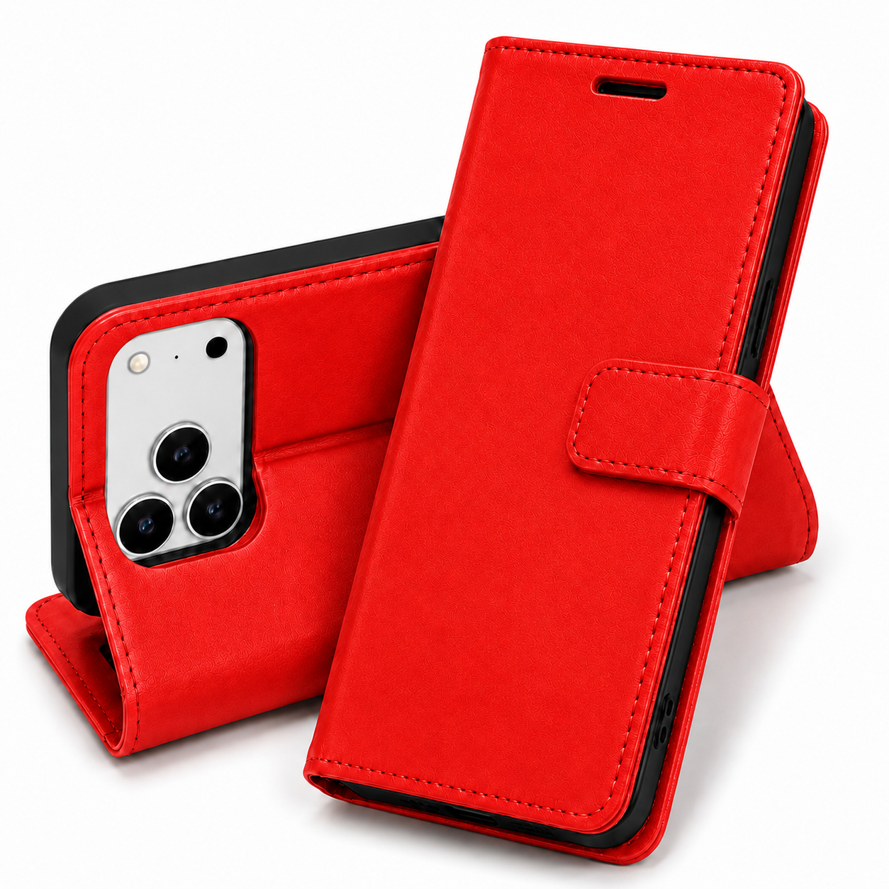 Luxury Red iPhone 17 Pro Max Case Goospery Diary Wallet Cover with Magnetic Closure