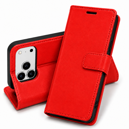 Luxury Red iPhone 17 Pro Max Case Goospery Diary Wallet Cover with Magnetic Closure
