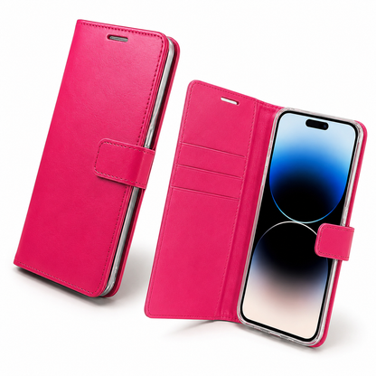 Apple iPhone 17 hot pink folio phone case with card slots