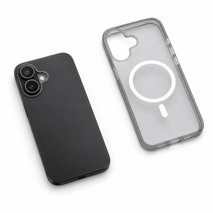 Black Frosted Phone Case for Apple iPhone 16 durable impact-resistant MagSafe mobile cover