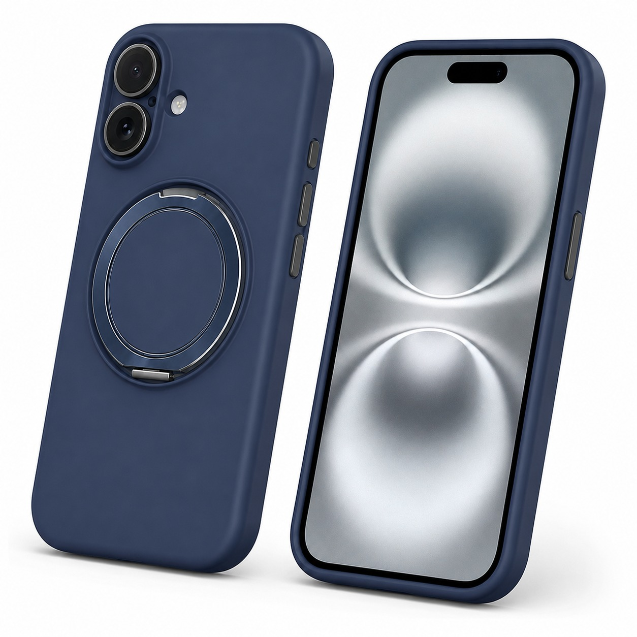 Apple iPhone 16 MagSafe Silicone Ring Stand Case, Protective Smartphone Case, Magnetic Mobile Cover, Shockproof TPU Case, Premium Blue Phone Cover, Everyday Protection Case
