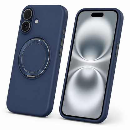 Apple iPhone 16 MagSafe Silicone Ring Stand Case, Protective Smartphone Case, Magnetic Mobile Cover, Shockproof TPU Case, Premium Blue Phone Cover, Everyday Protection Case
