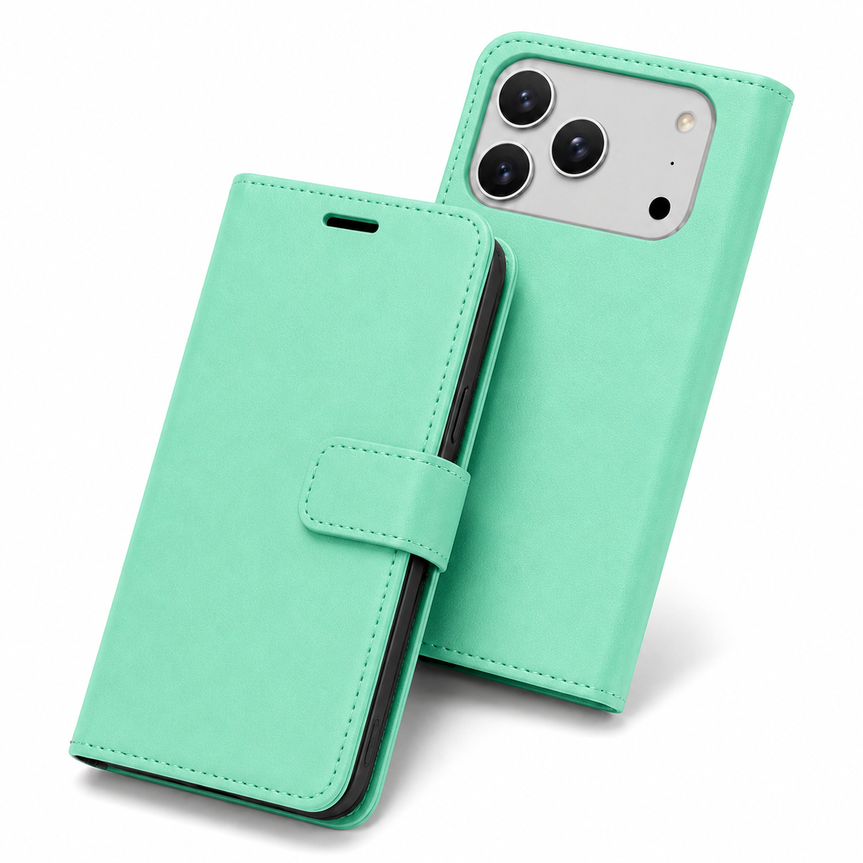 Premium Teal Wallet Case for iPhone 17 Pro Max Shockproof Flip Cover