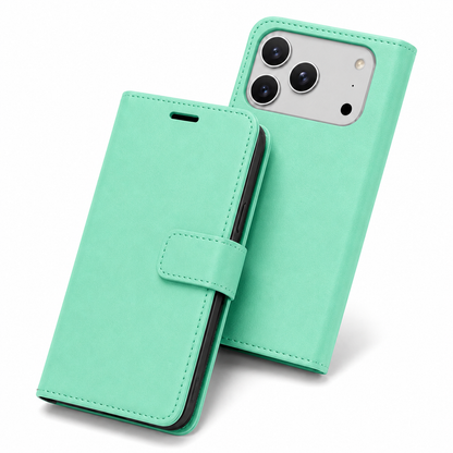 Premium Teal Wallet Case for iPhone 17 Pro Max Shockproof Flip Cover