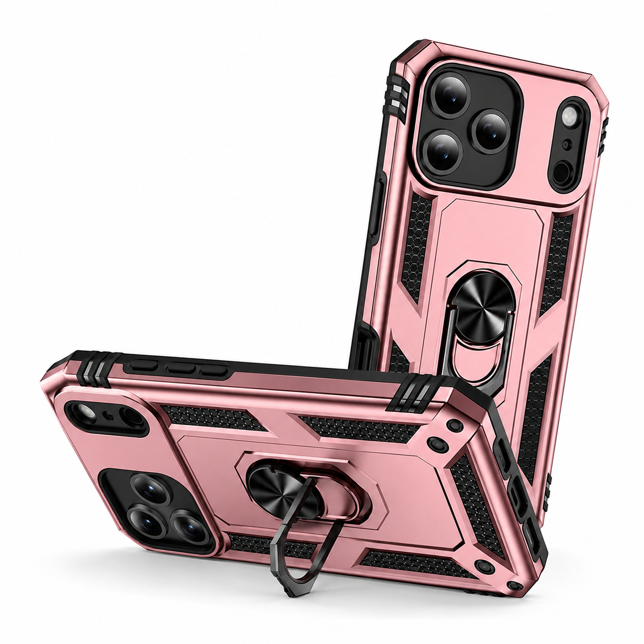 Premium Rose Gold iPhone 17 Pro Max Case featuring Military Grade Protection, Hybrid Phone Cover, and Raised Camera Protection
