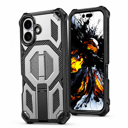 MagSafe Outrider Case for Apple iPhone 16 – Grey with magnetic ring and heavy duty bumper