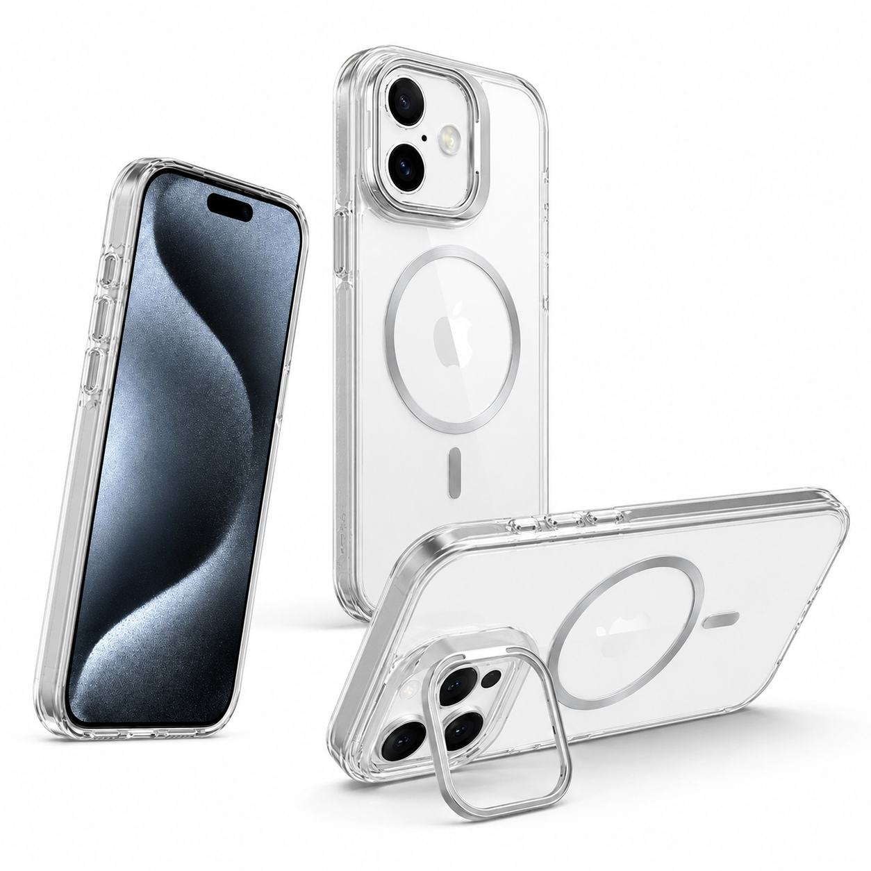 Apple iPhone 17 White MagSafe Clear Case with Built-in Stand Slim Protective Phone Cover