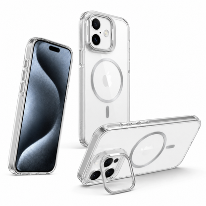 Apple iPhone 17 White MagSafe Clear Case with Built-in Stand Slim Protective Phone Cover