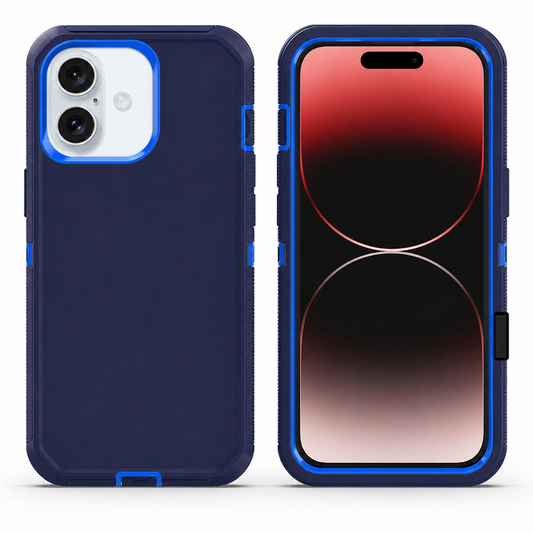 Navy triple protection case for Apple iPhone 17 back view