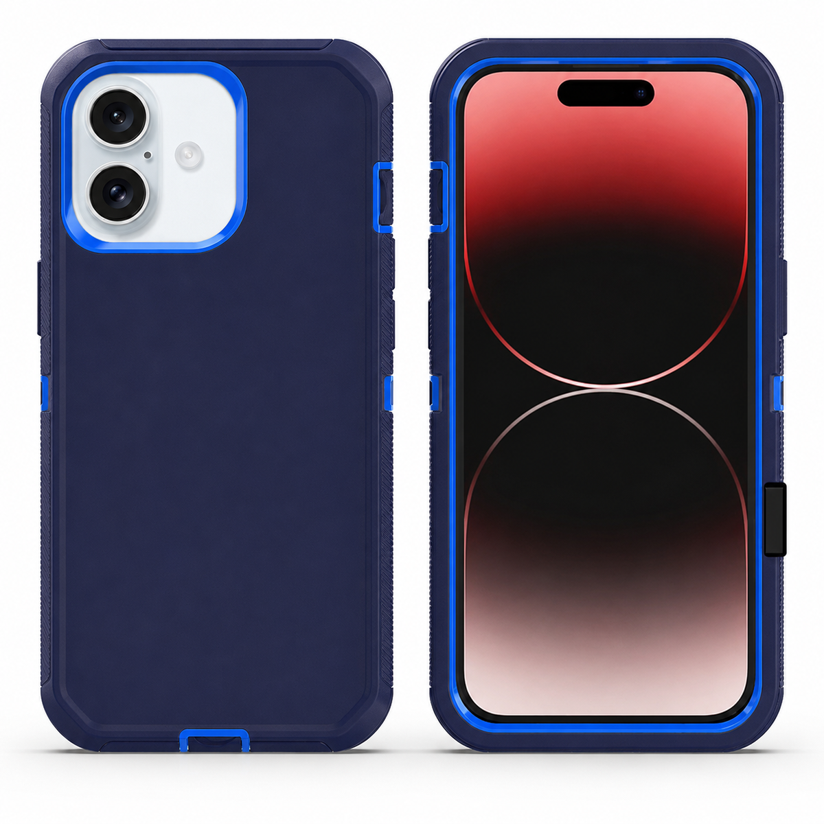 Navy triple protection case for Apple iPhone 16 back view