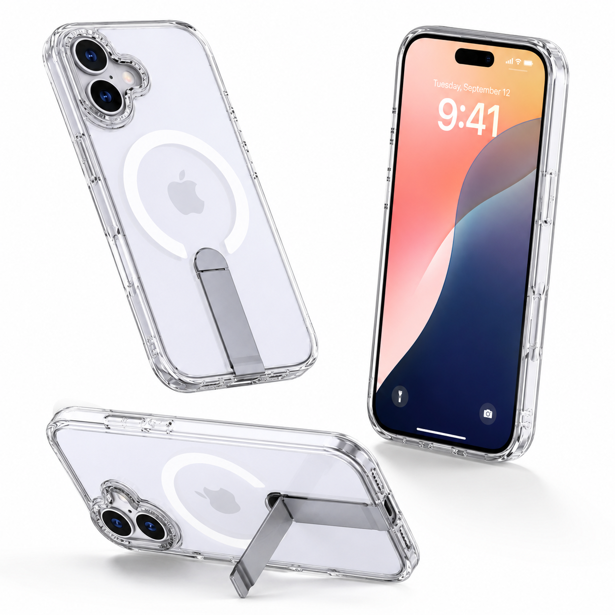 Transparent MagSafe Phone Cover, Apple iPhone 16 Shockproof Case, Impact Resistant Smartphone Case, Wireless Charging Compatible Case
