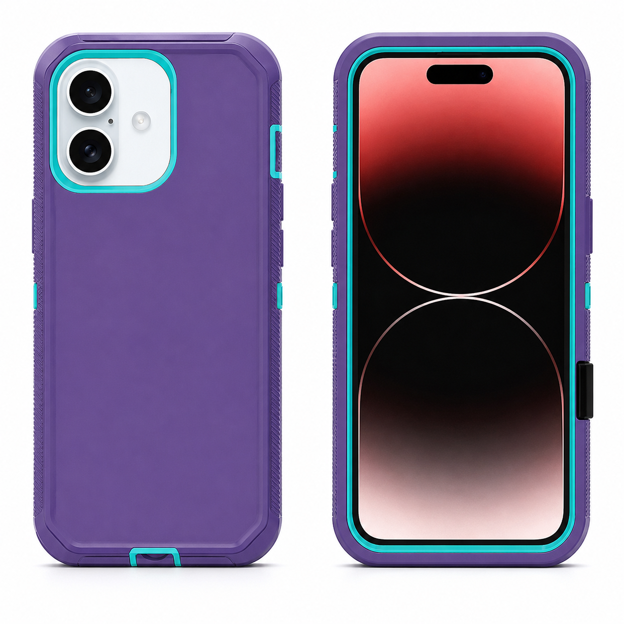 Purple triple protection case for Apple iPhone 17 back view