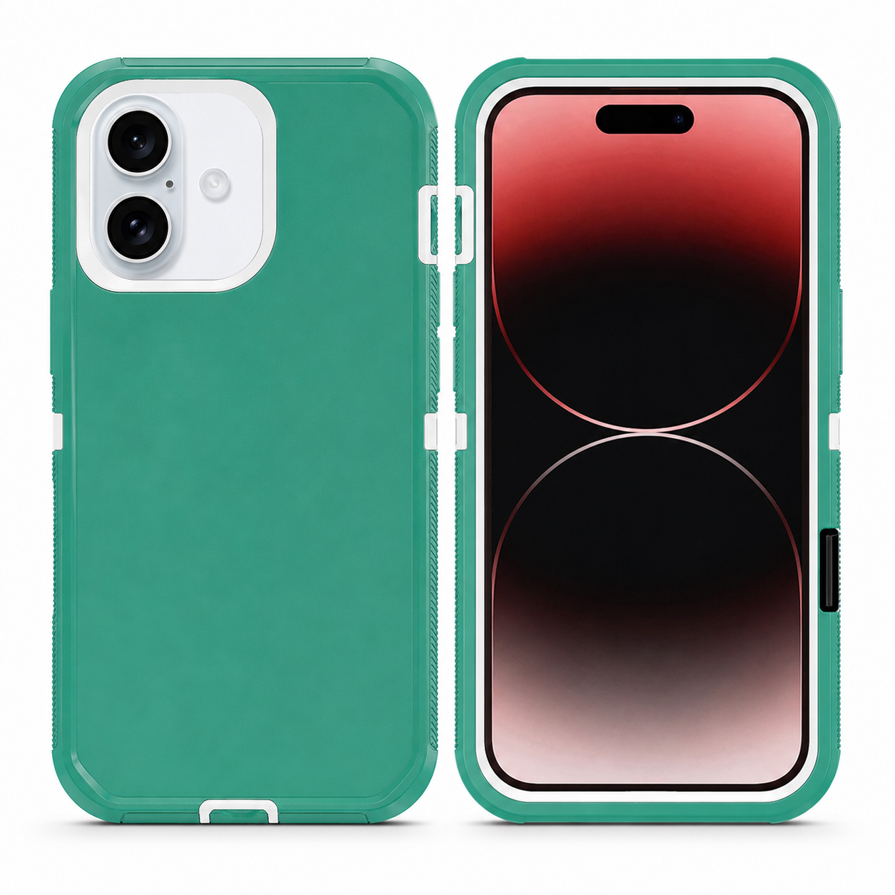 Teal triple protection case for Apple iPhone 17 back view