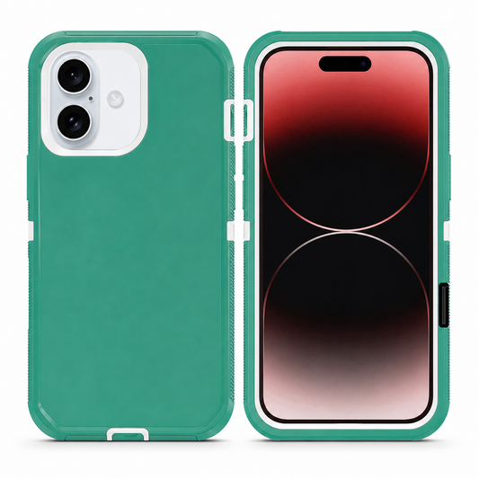 Teal triple protection case for Apple iPhone 17 back view