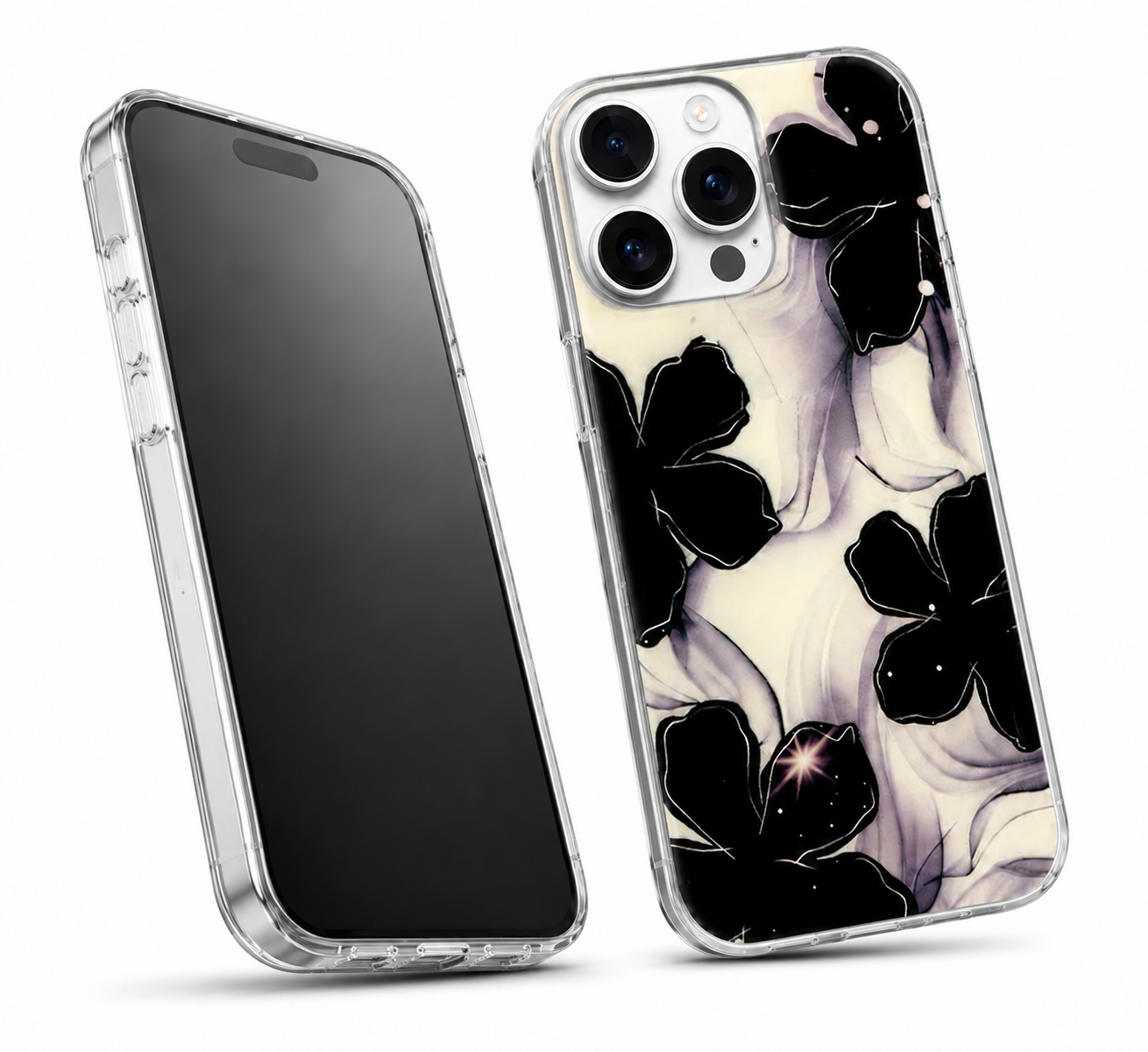 Black marble flower shockproof case for Apple iPhone 12 Pro 6.1 inch