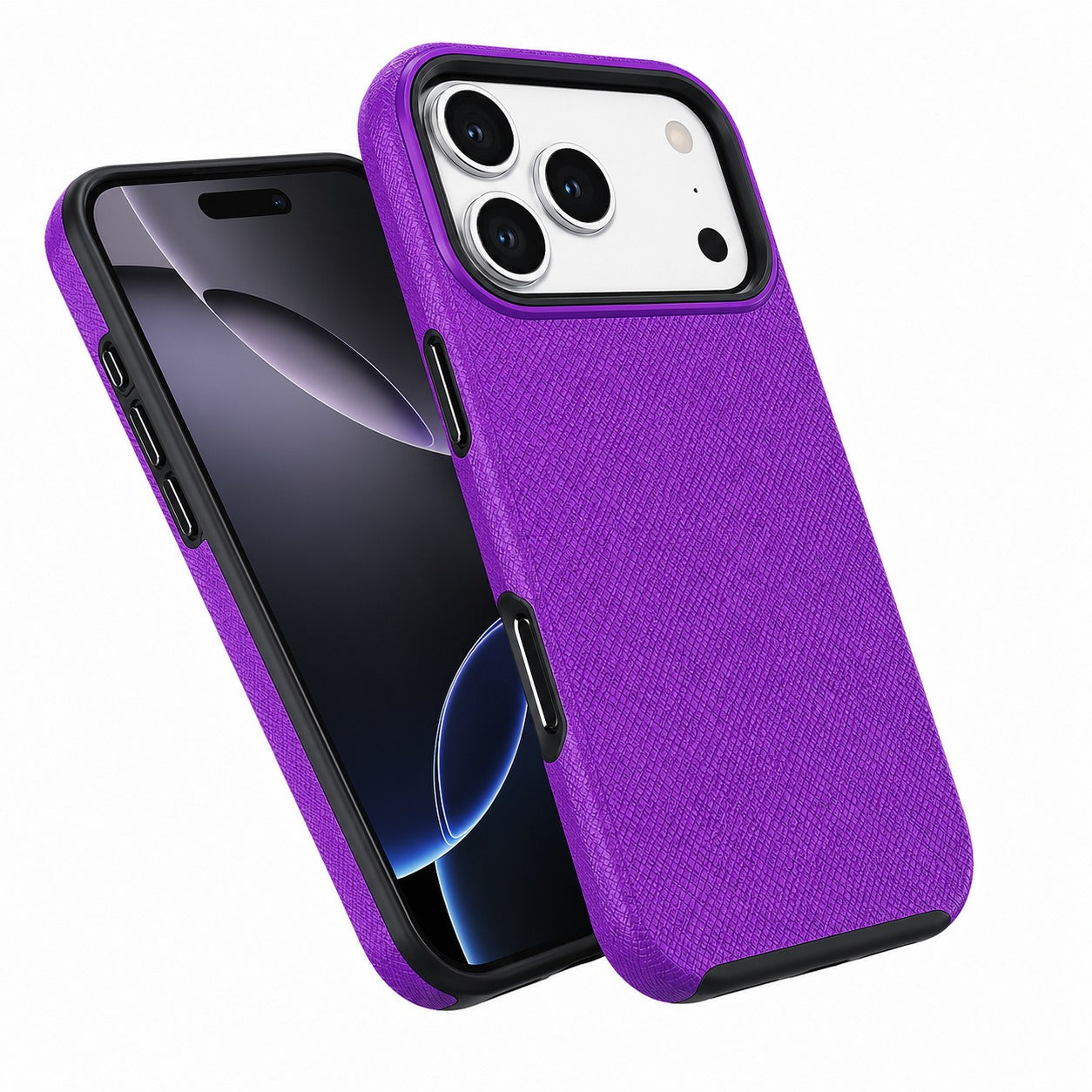 Purple Dotted Textured iPhone 17 Pro Max Case - Impact Resistant Phone Case, Anti Scratch Phone Cover