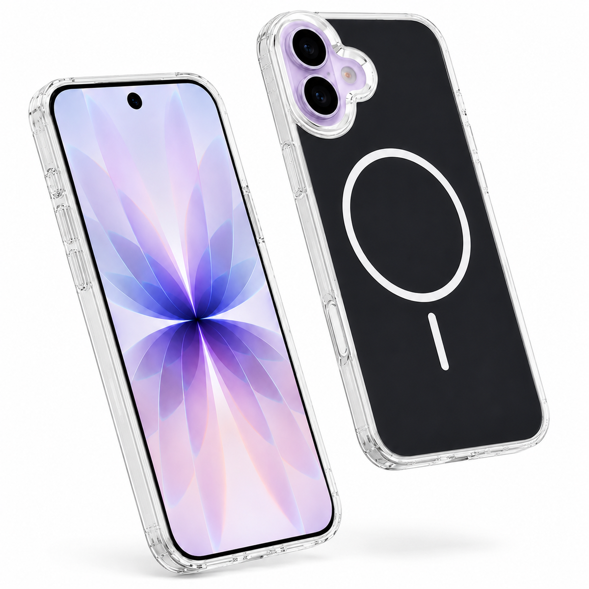 Black MagSafe Phone Case for Apple iPhone 16, Crystal Clear Mobile Cover, Slim Protective Case