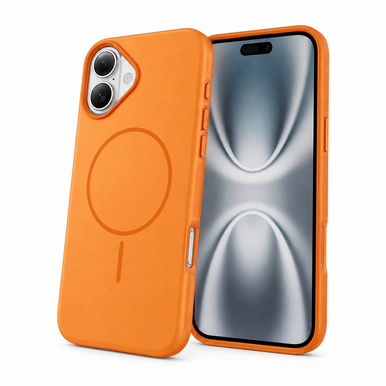 Luxury phone cover for Apple iPhone 16 with MagSafe compatible case support and premium orange style