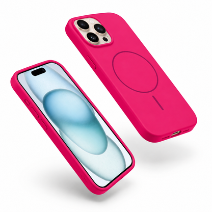Slim MagSafe compatible hot pink iPhone 12 Pro silicone case
