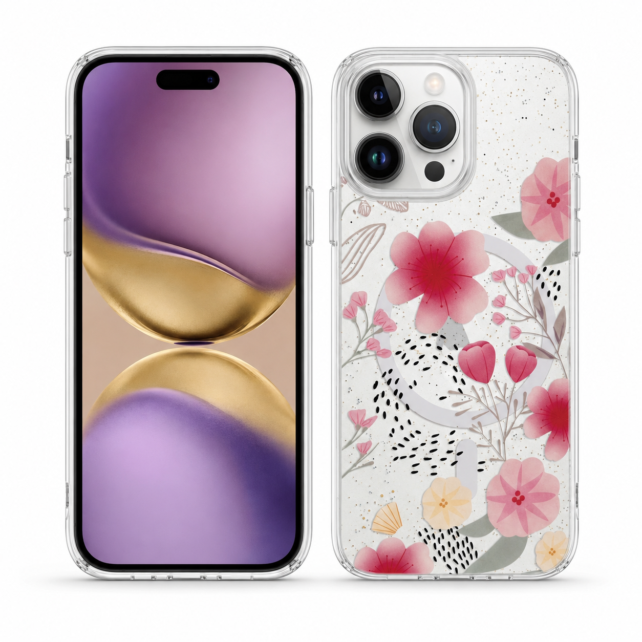 Light pink flower MagSafe case for Apple iPhone 12 / 12 Pro