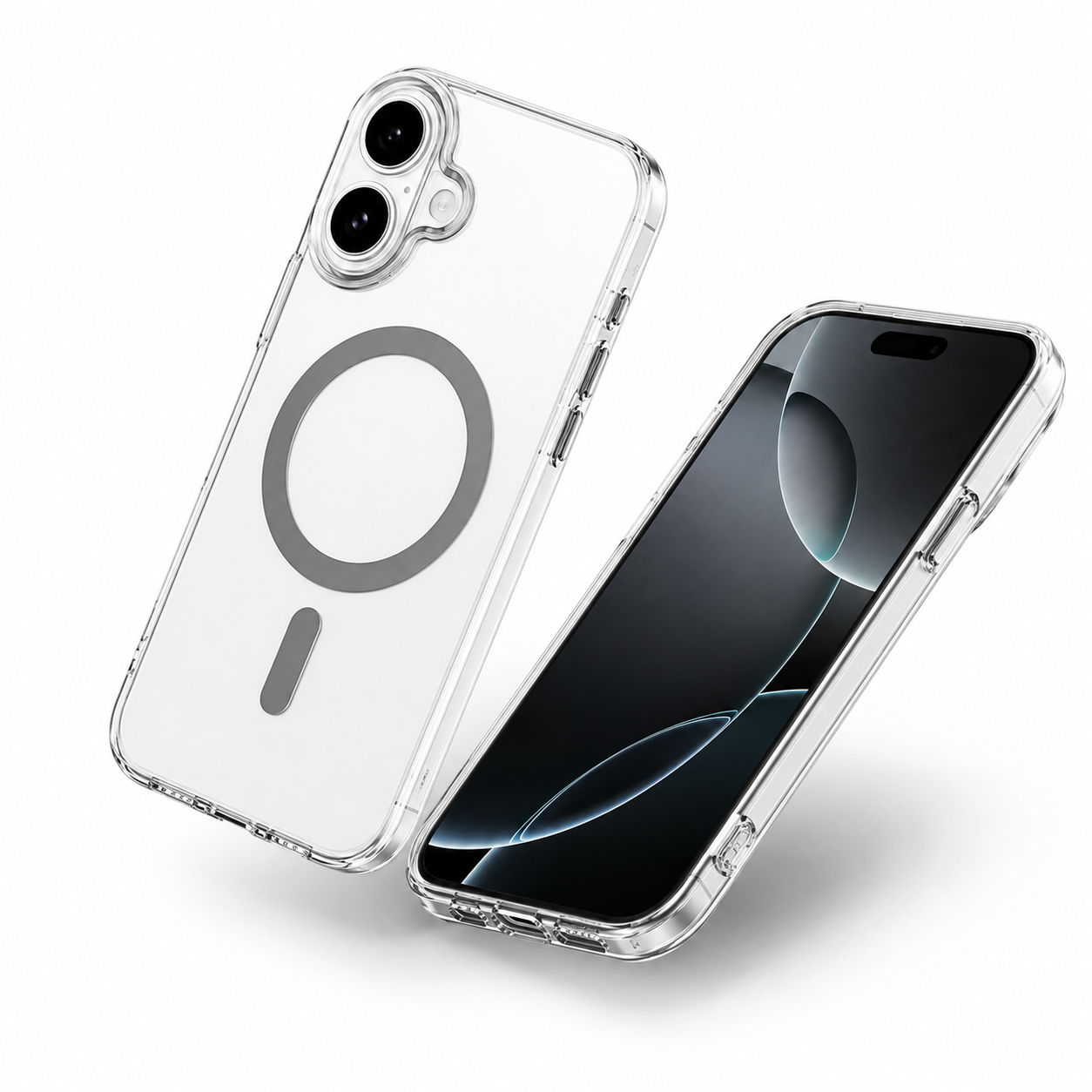 Slim Grey iPhone 16 Phone Case with wireless charging compatible case, anti-scratch back, and military-grade drop protection