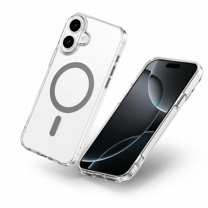 Slim Grey iPhone 16 Phone Case with wireless charging compatible case, anti-scratch back, and military-grade drop protection