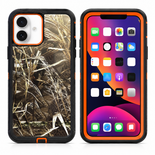 Orange camouflage defender protective case for Apple iPhone 17