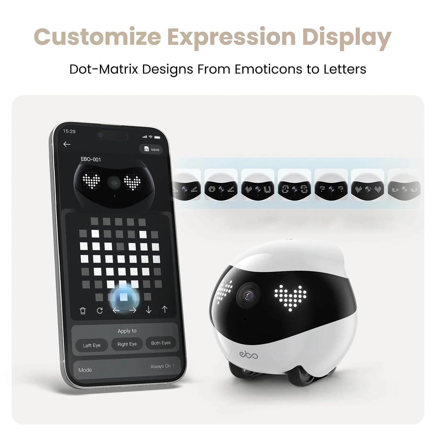 smart tech store Canada. premium tech accessories Canada. Enabot Ebo Air 2 Companion Robot. Gallery image 5. Product shown in a clean studio catalog view with neutral lighting.