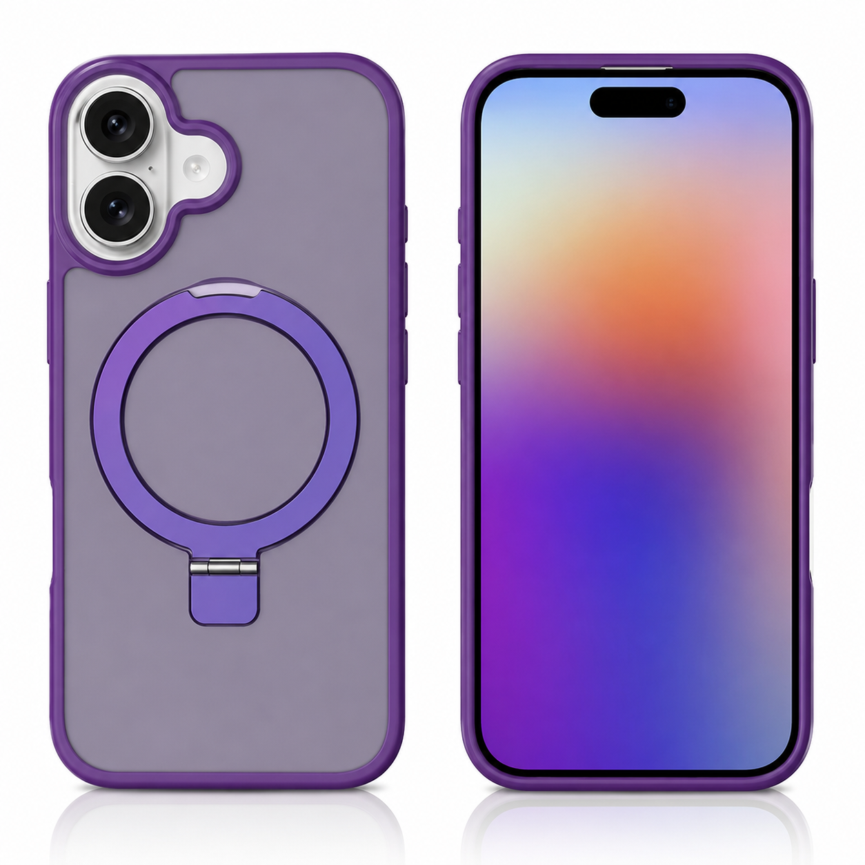 Deep Purple MagSafe Robust Stand Case Apple iPhone 16 with foldable ring stand