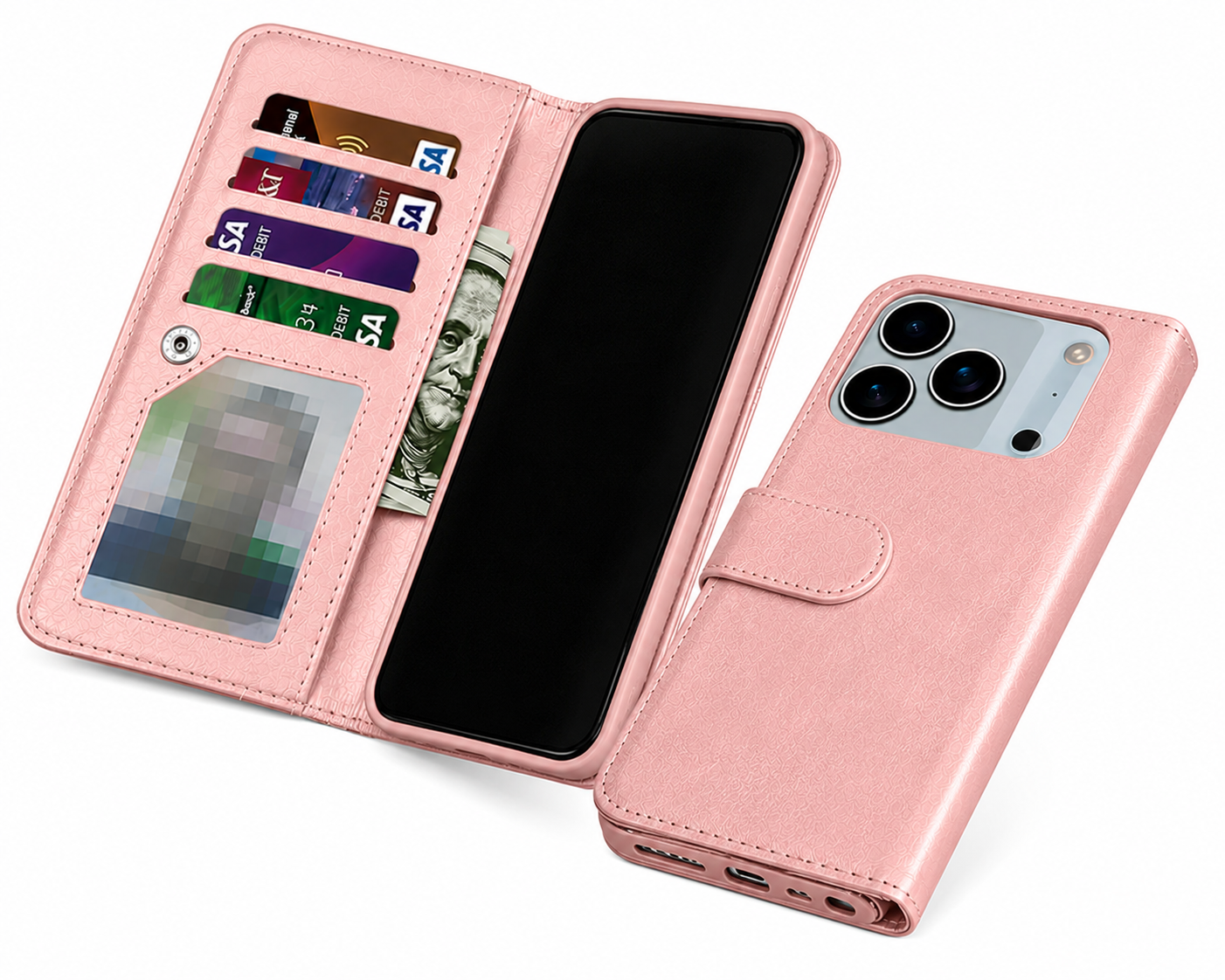 Luxury iPhone 17 Pro Max Case with 9 Card Wallet, Magnetic Flip Cover, Protective Mobile Case