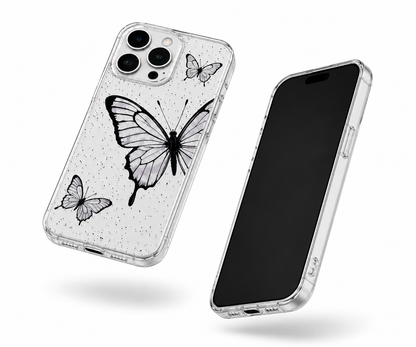 Slim MagSafe compatible black butterfly iPhone 12 Pro case