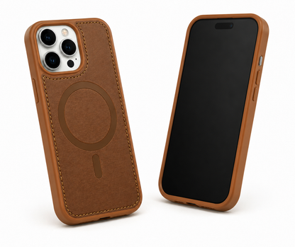 Designer brown mobile cover with raised camera protection for iPhone 12