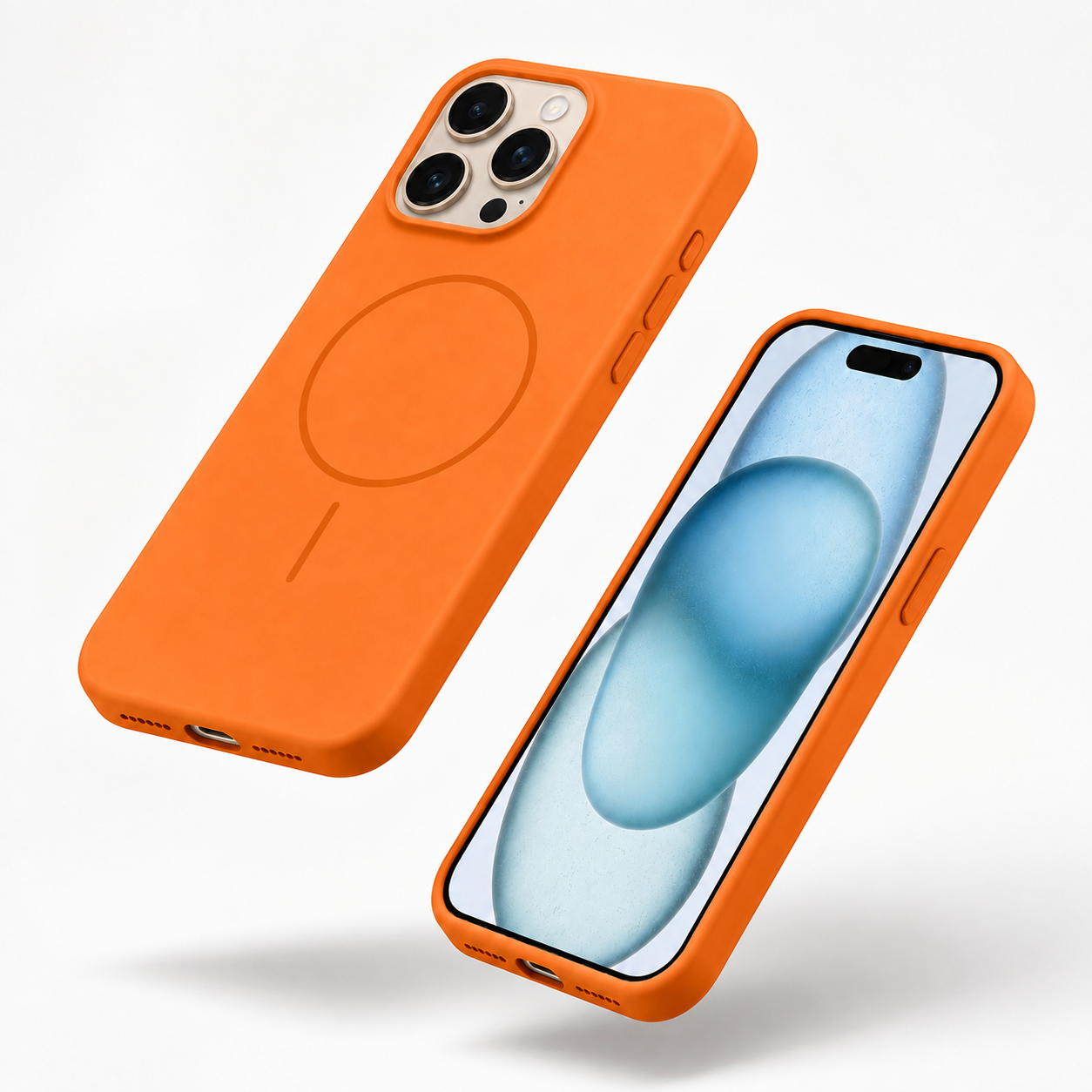 Slim MagSafe compatible orange iPhone 12 Pro silicone case