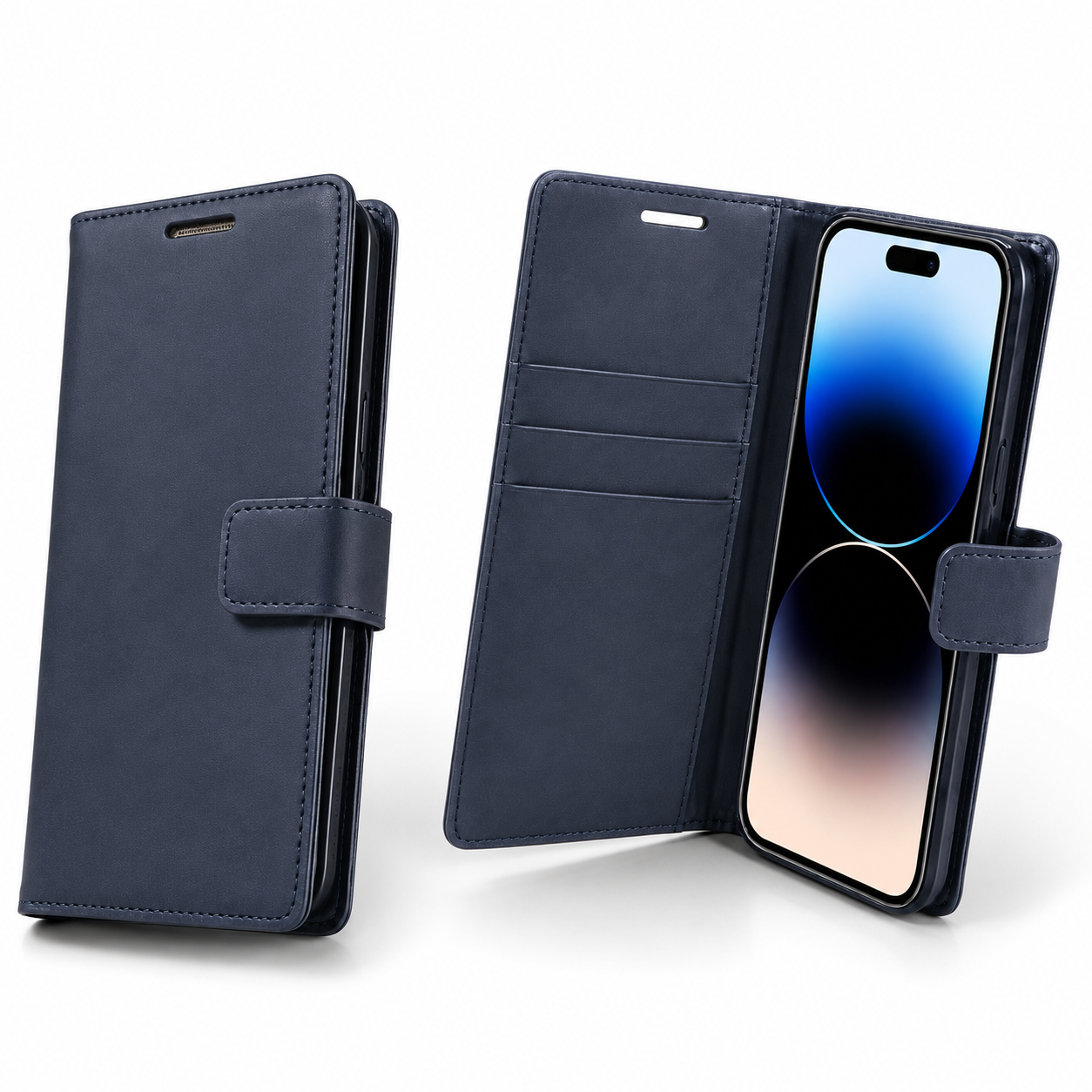 Apple iPhone 17 navy folio phone case with card slots
