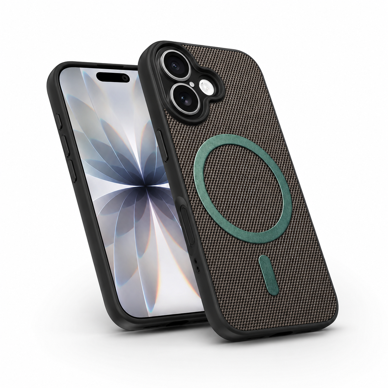 Premium Green iPhone 16 MagSafe Case with Grip Weave Texture and Drop Protection