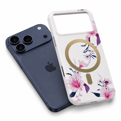 White Frosted Designer MagSafe Flower Case for Apple iPhone 17 Pro Max Slim Protective Mobile Cover
