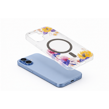 Yellow Floral MagSafe Phone Case for Apple iPhone 17 – Slim Shockproof Mobile Cover