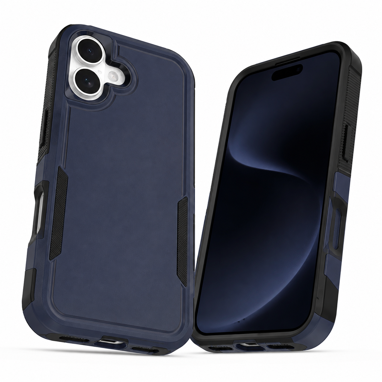 Navy iPhone 17 protective cover with raised camera edges