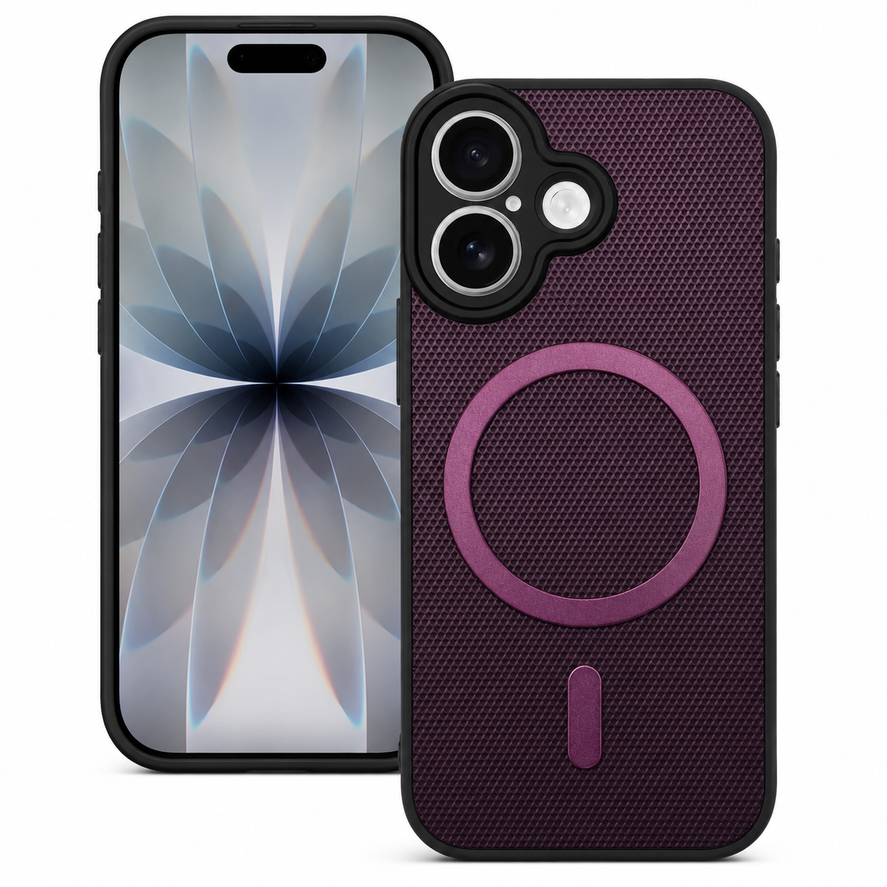 Purple MagSafe Grip Weave Apple iPhone 17 Case, Shockproof Phone Cover, Protective Mobile Case