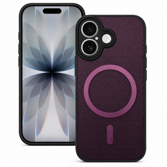 Purple MagSafe Grip Weave Apple iPhone 17 Case, Shockproof Phone Cover, Protective Mobile Case
