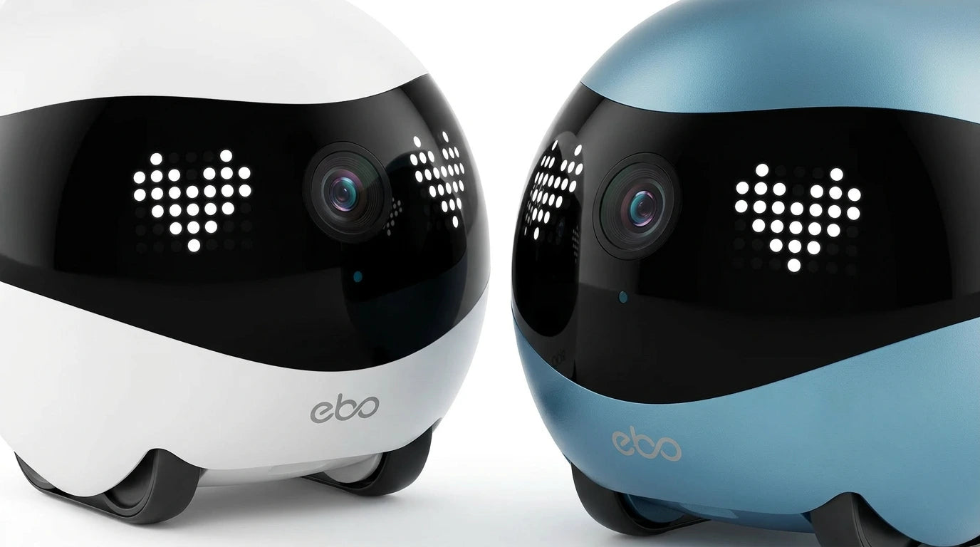 smart tech store Canada. premium tech accessories Canada. Enabot Ebo Air 2 Companion Robot. Gallery image 9. Lines name one specific SKU—never substitute a generic lookalike from the category. After review passes, each render should still read as a fresh studio viewpoint of that same physical unit.