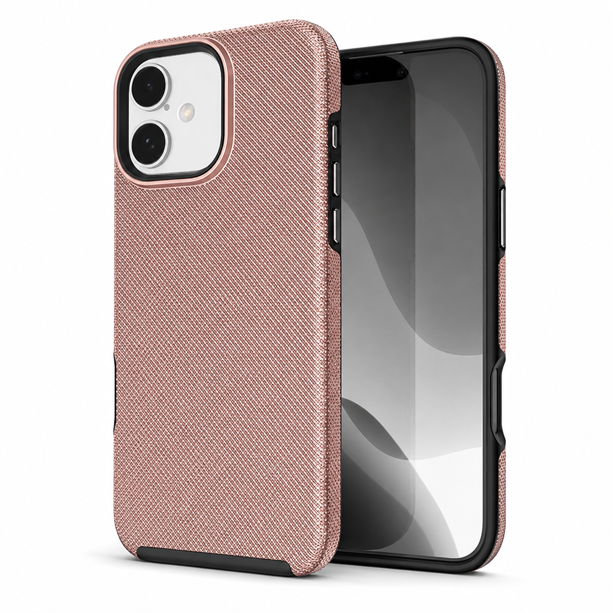 Rose gold iPhone 16 cover with raised anti-slip dotted texture