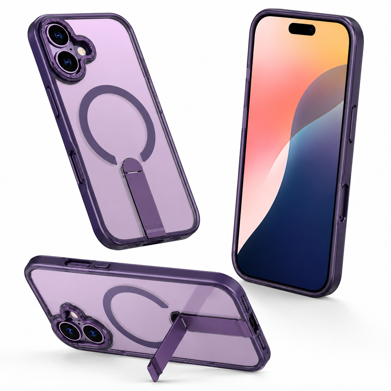 Purple Protective Phone Case, MagSafe Compatible Smartphone Cover, Clear Back Phone Case, Impact Resistant Mobile Cover