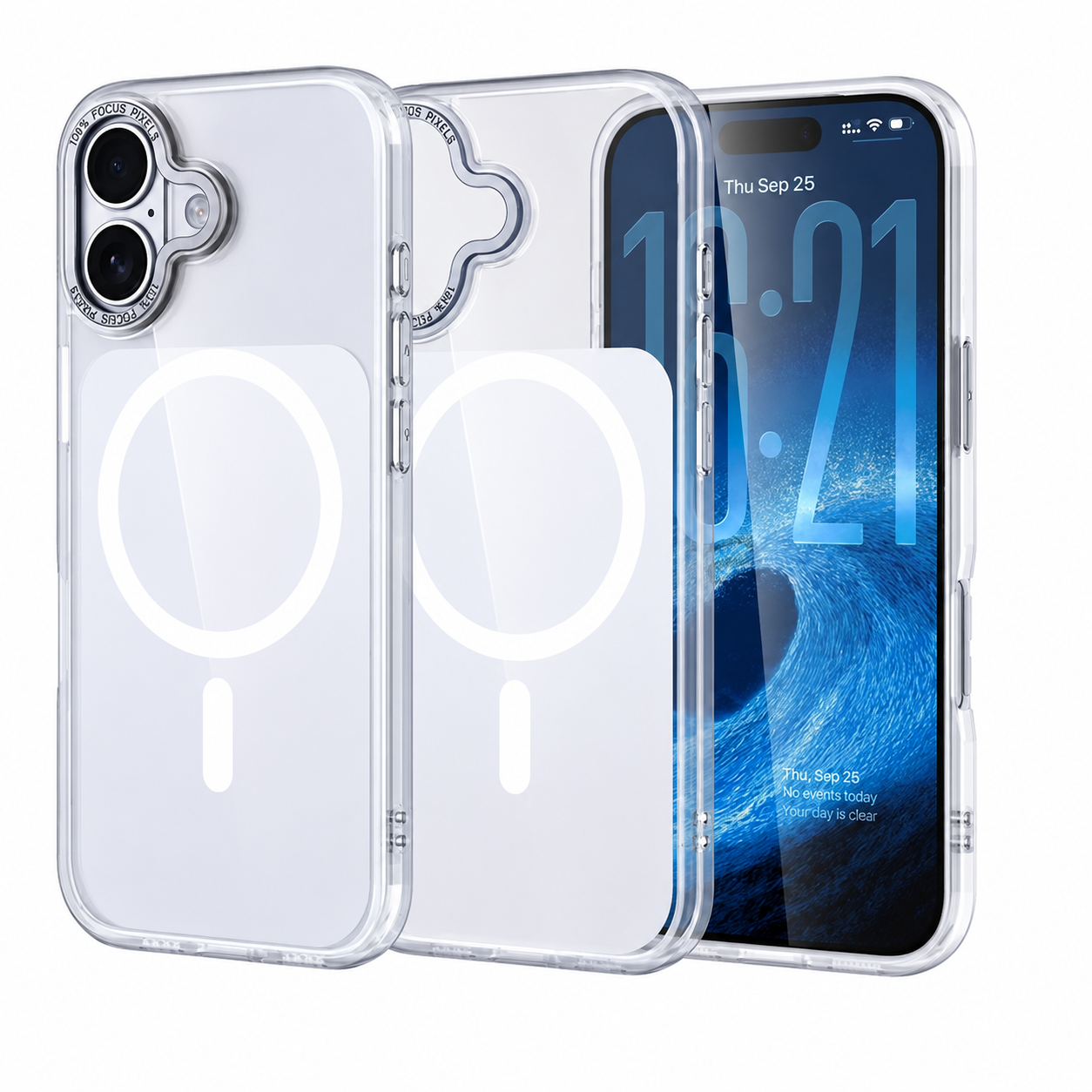 MagSafe Crystal Shell Case for Apple iPhone 16 White, Transparent Phone Case, Shockproof Protective Cover