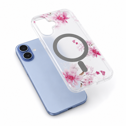 Light Pink Floral MagSafe Phone Case for Apple iPhone 16 – Slim Shockproof Mobile Cover