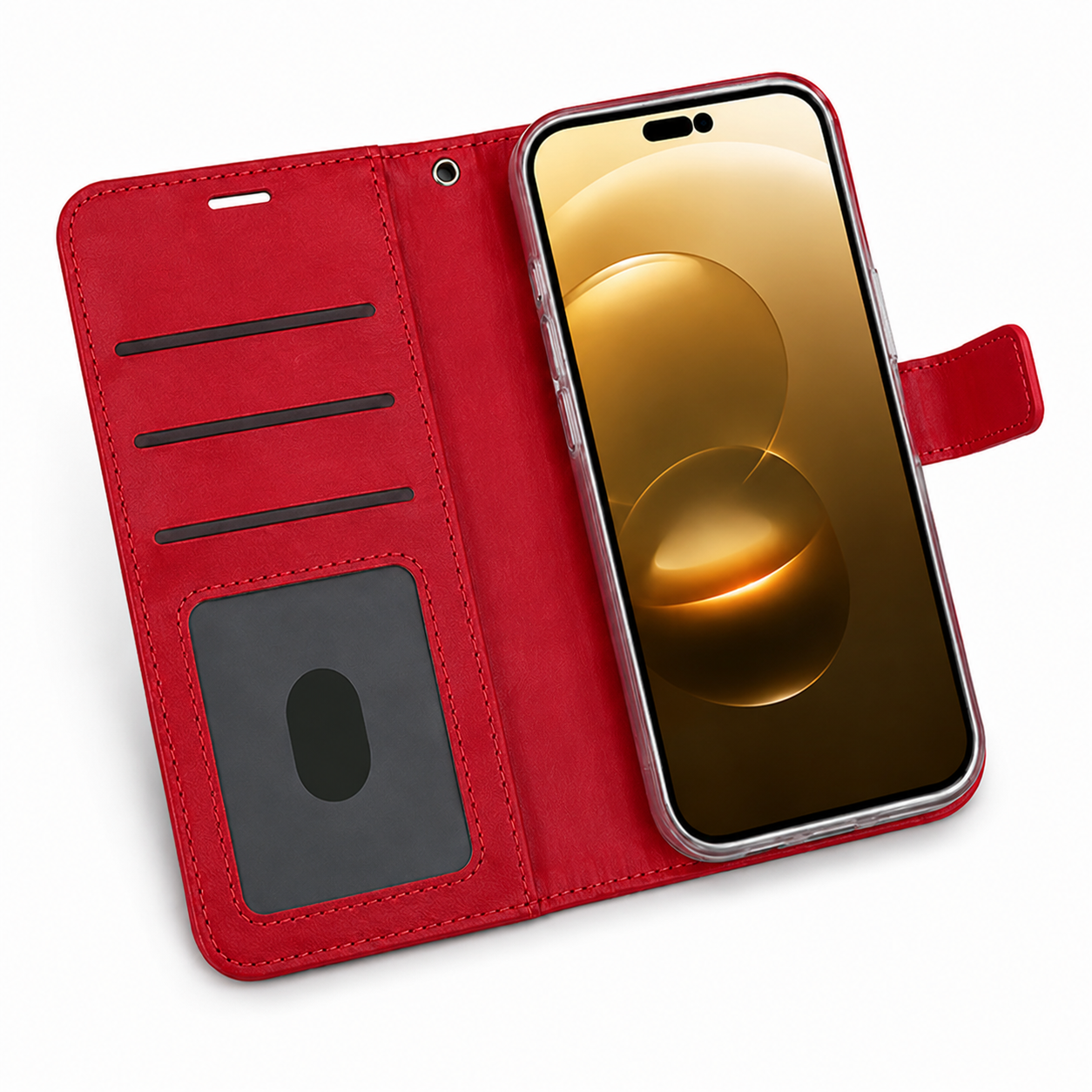 Shockproof Red Flip Wallet Case for Apple iPhone 17 Pro Max with Leather Phone Cover and Card Slots