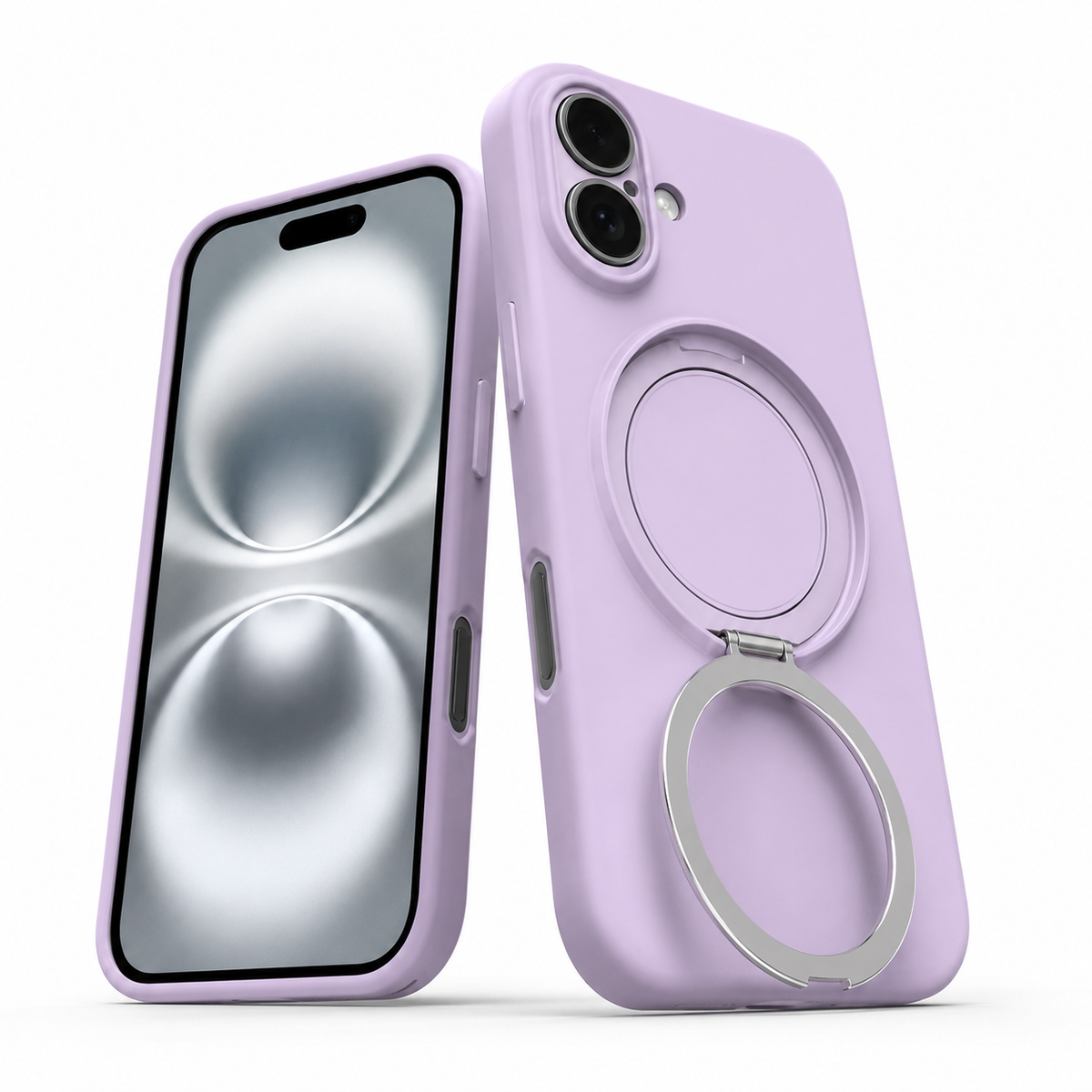 iPhone 16 Ring Stand Case, Kickstand Phone Case, MagSafe Compatible Case, Wireless Charging Compatible Case, Premium Silicone Cover, Impact Resistant Phone Case