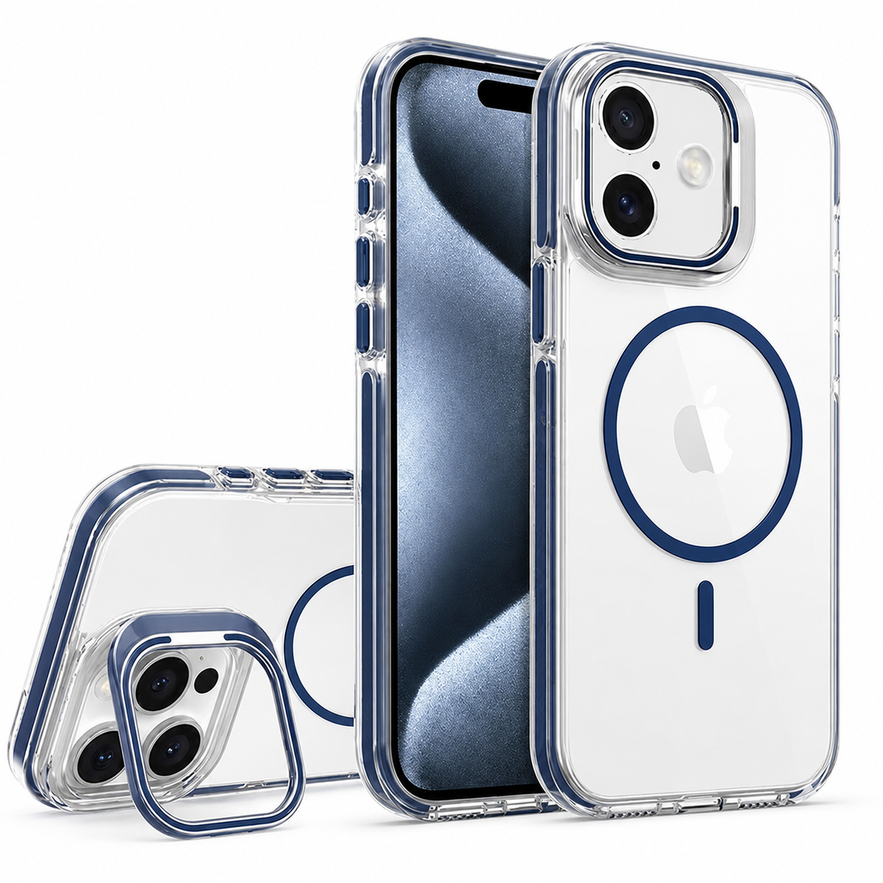 Premium MagSafe Phone Case for Apple iPhone 16 Crystal Clear Protective Mobile Cover Blue